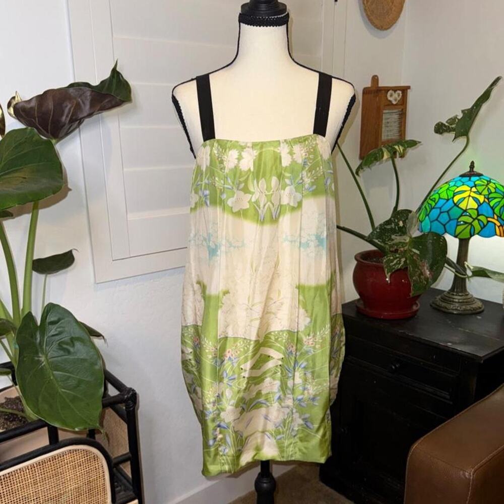 Deadstock NWT Forever 21 100% Silk Floral Bubble Hem Mini Dress S Y2K